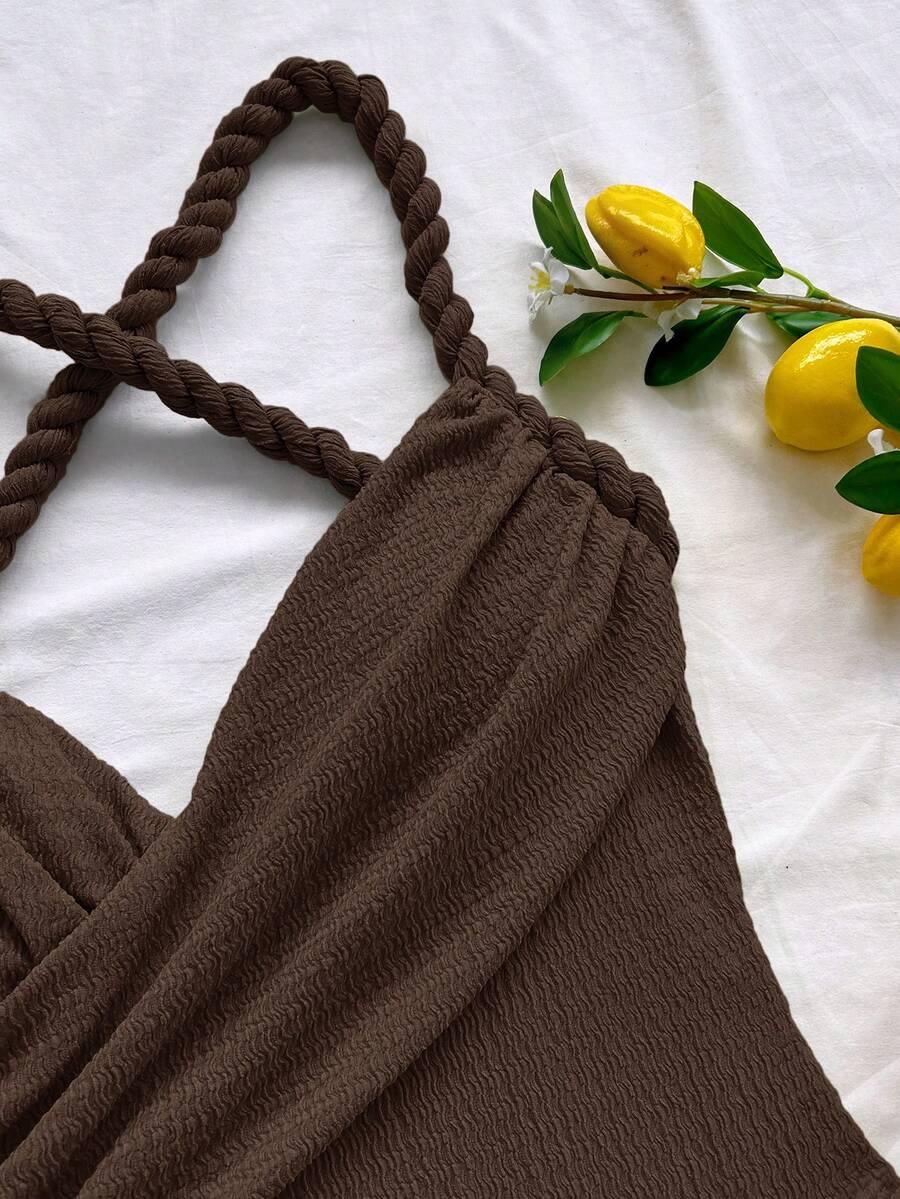 brązowe body na ramiączkach
