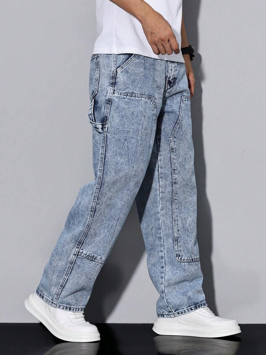 niebieskie spodnie jeans wide leg