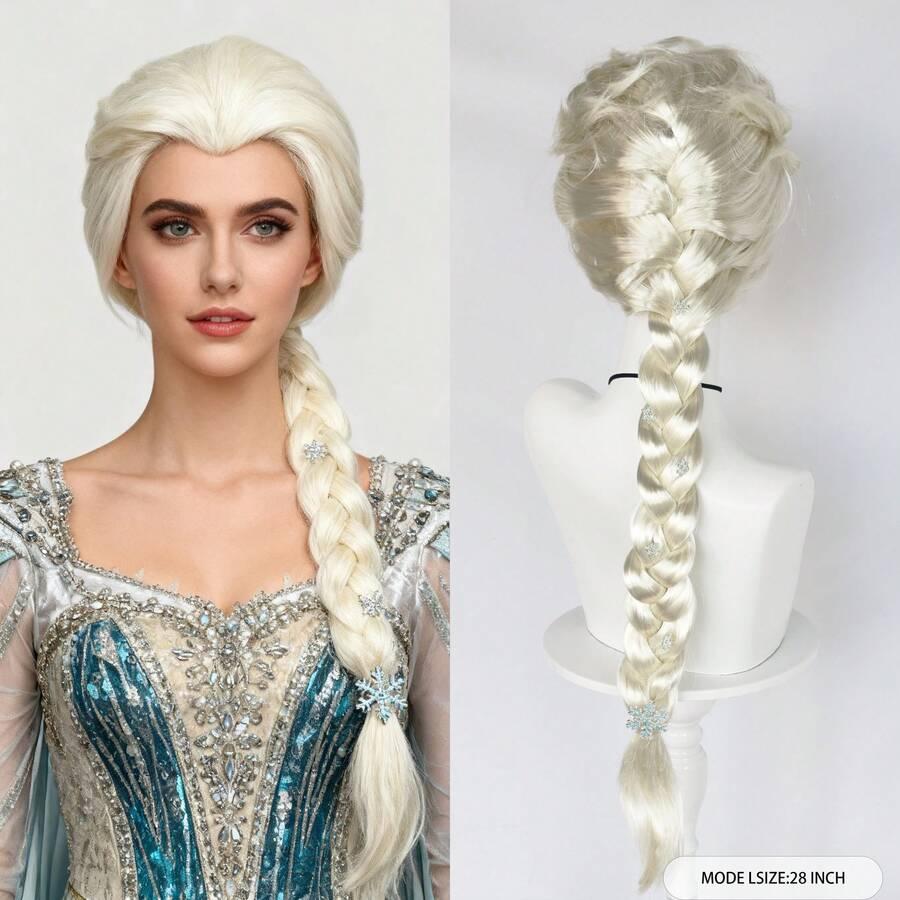 peruka syntetyczne włosy blond warkocz