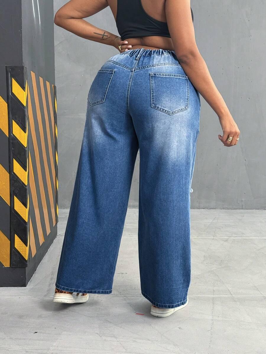 NIEBIESKIE SPODNIE JEANS RIPPED