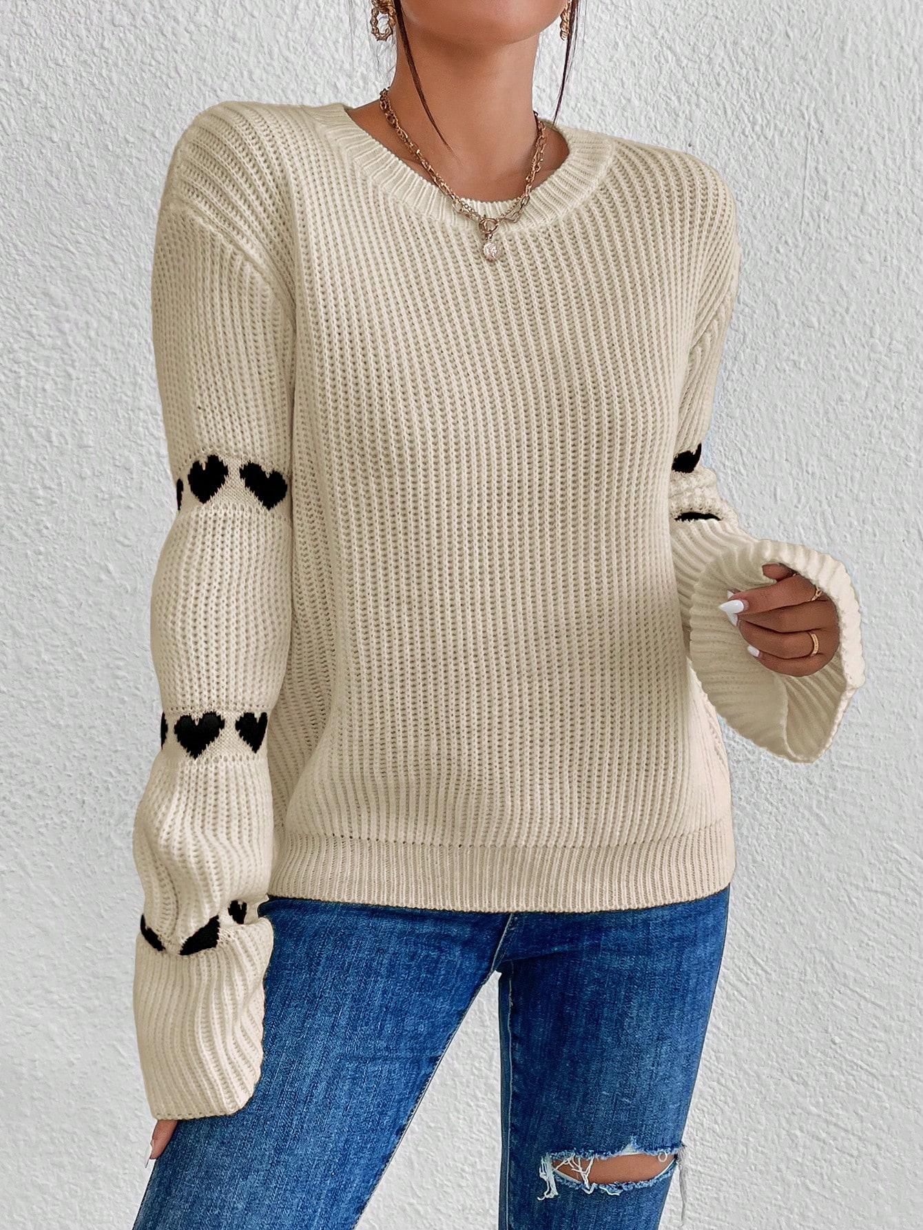 BEŻOWY DZIANINOWY SWETER