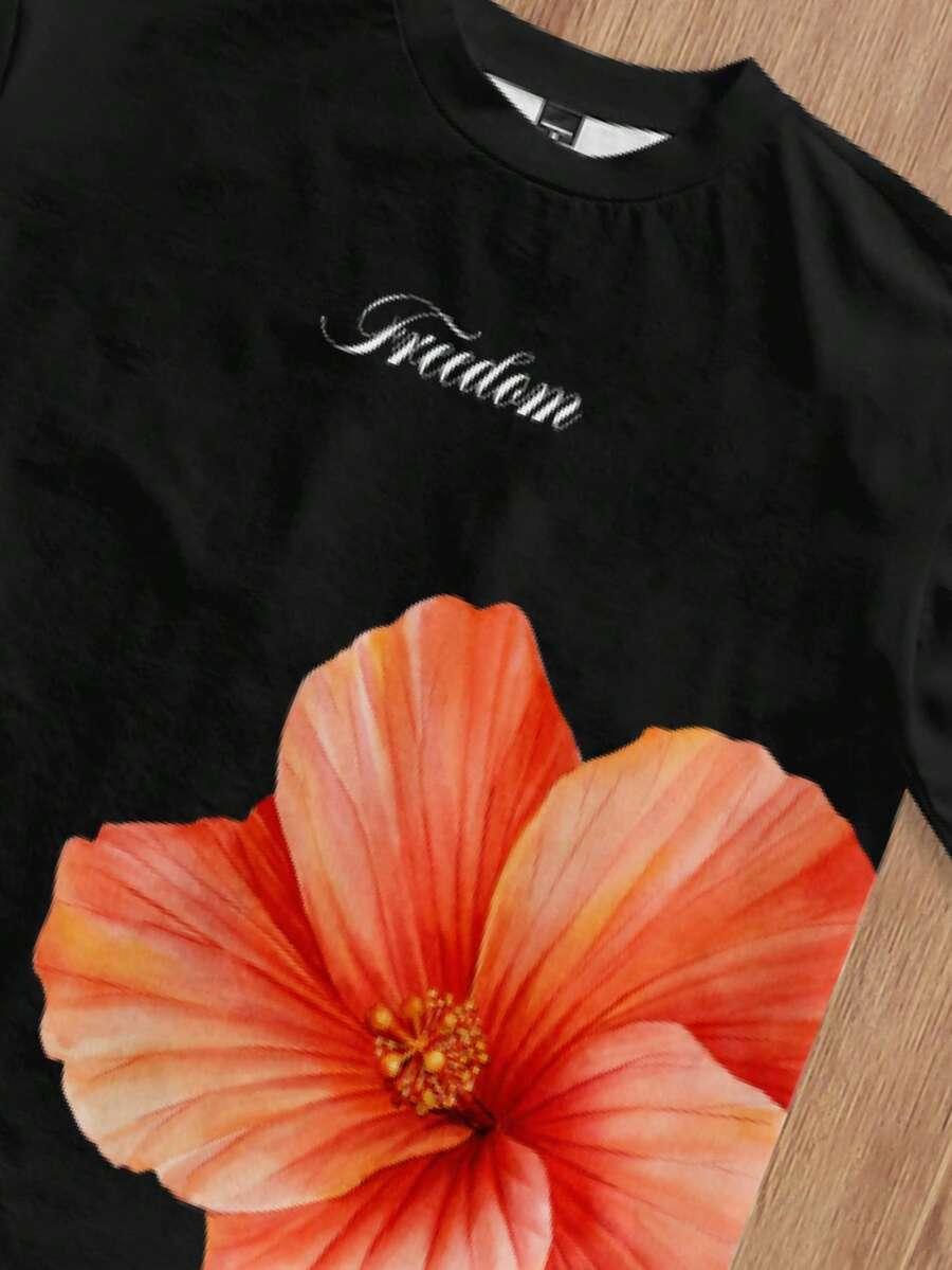 czarny t-shirt nadruk