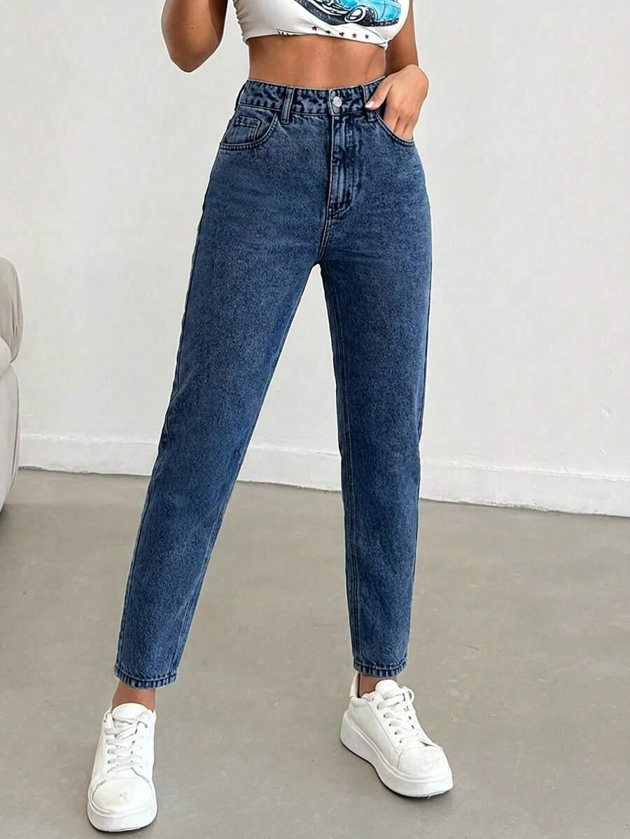 GRANATOWE SPODNIE JEANS