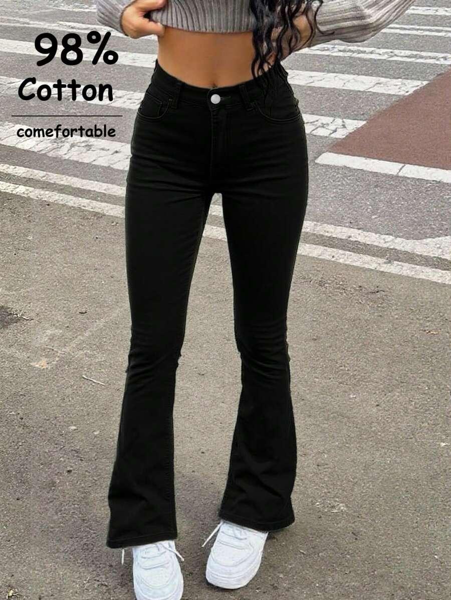 czarne spodnie  JEANS dzwony