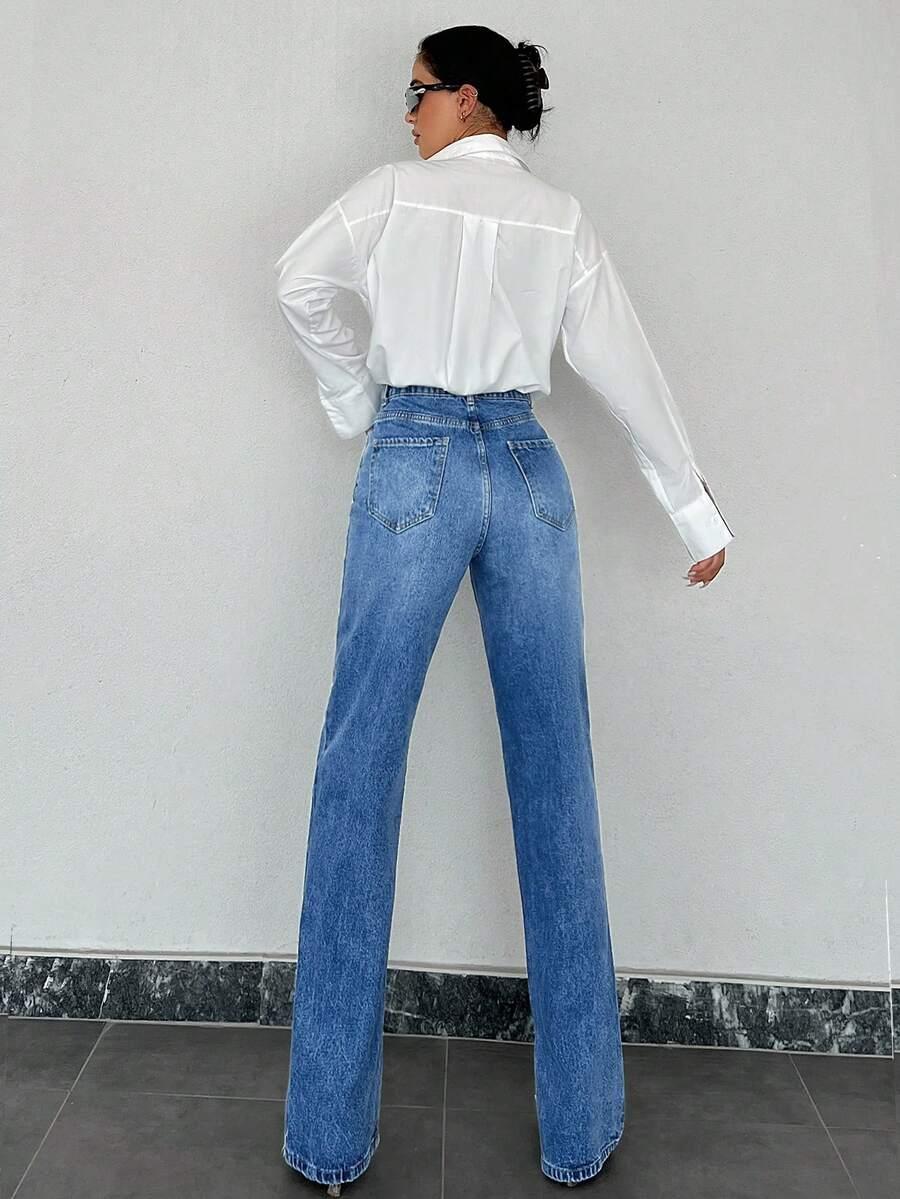 PROSTE SPODNIE JEANS ROZCIĘCIA 