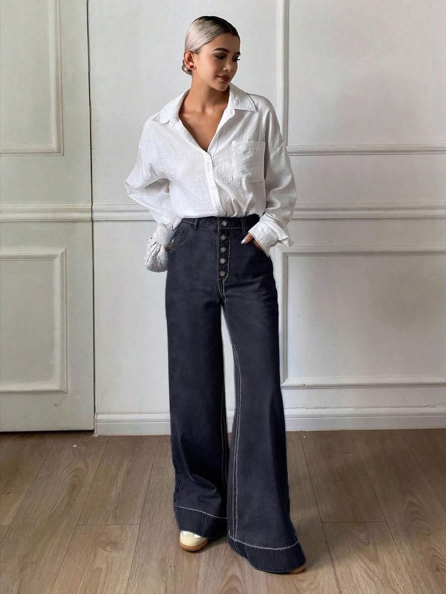 spodnie jeans wysoki stan