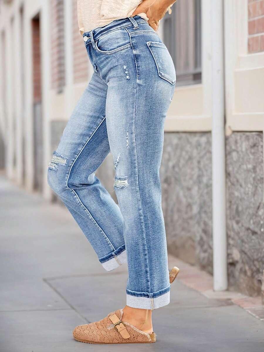 NIEBIESKIE JEANSY PRZETARCIA