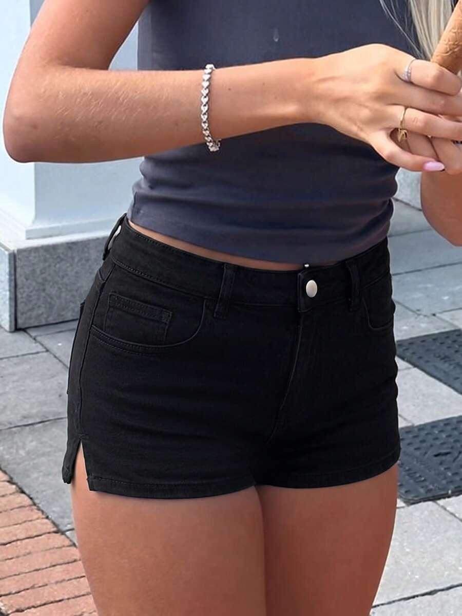 CZARNE SPODENKI JEANS