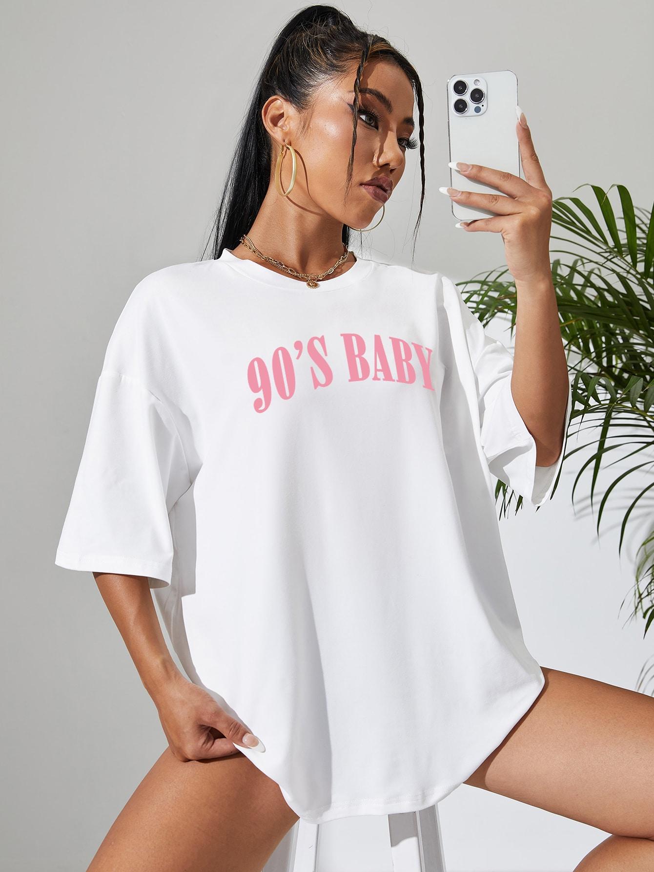 BIAŁY T-SHIRT OVERSIZE 90'S BABY