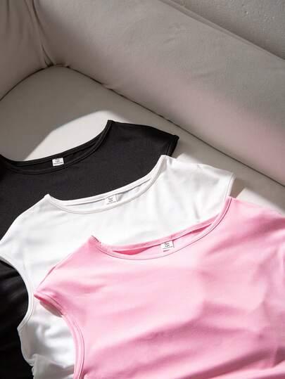 t-shirt okrągły dekolt 3-pack 
