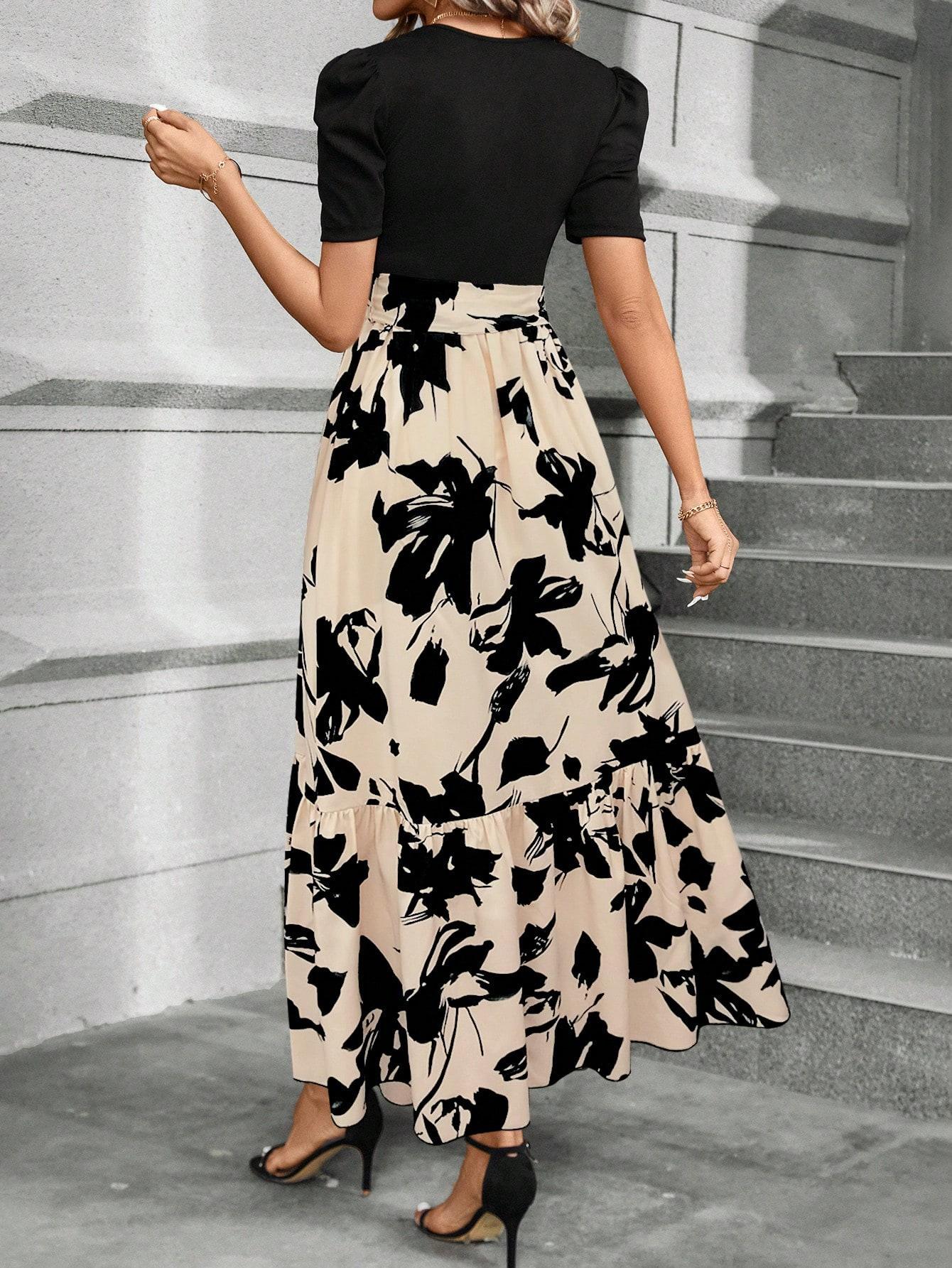 MAXI SUKIENKA PRINT KWIATY 