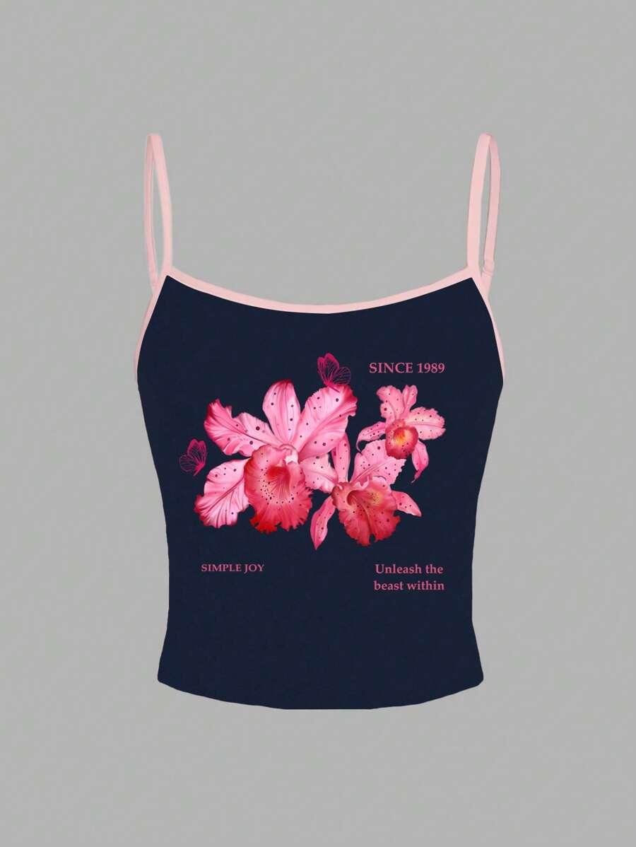 granatowy top print 