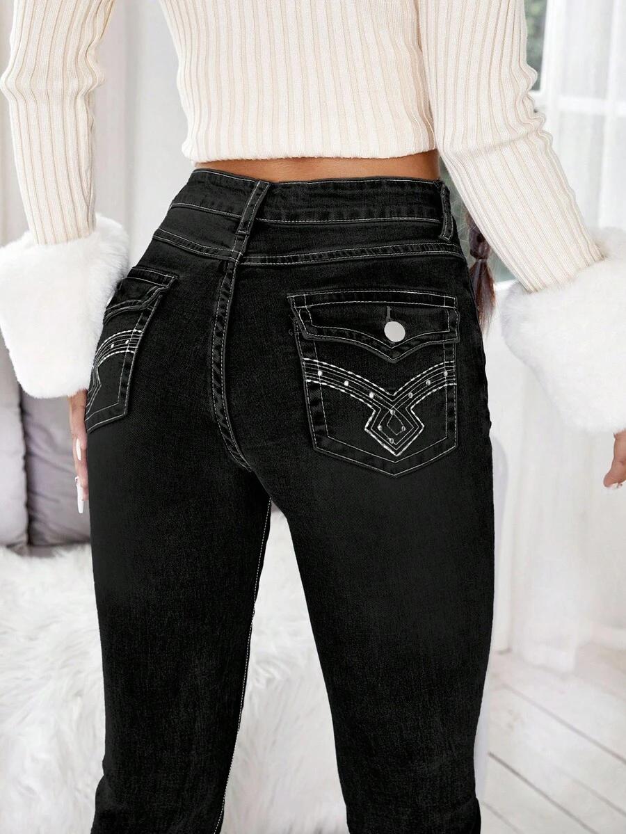 czarne jeansy wysoki stan