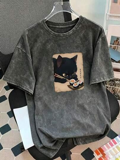 szary t-shirt print