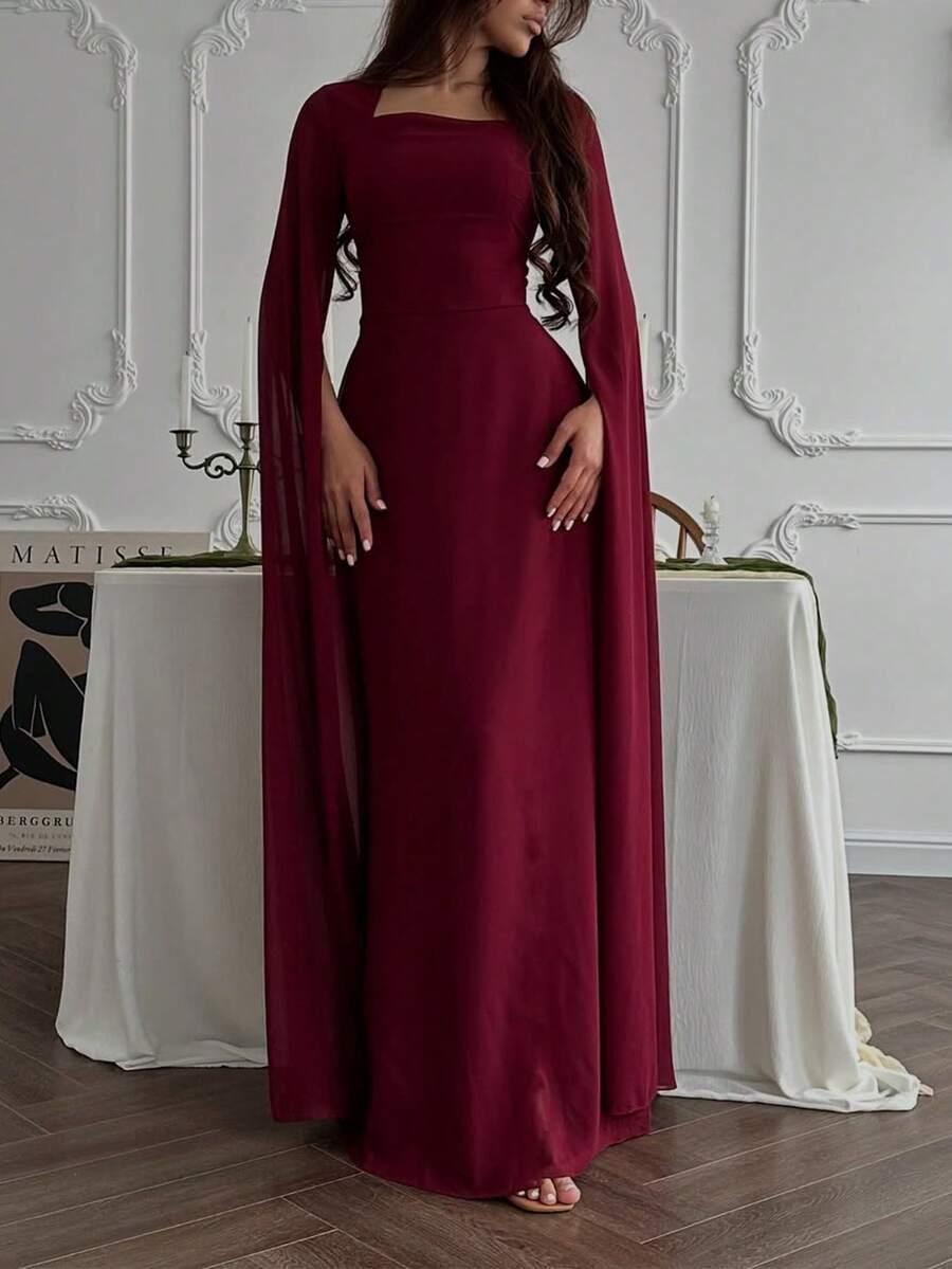 bordowa maxi sukienka
