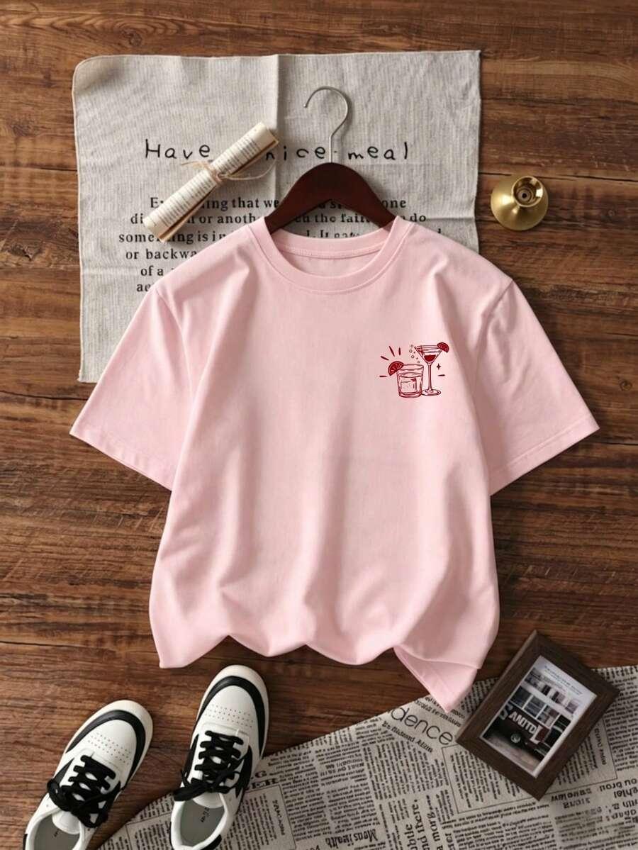 różowy t-shirt casual