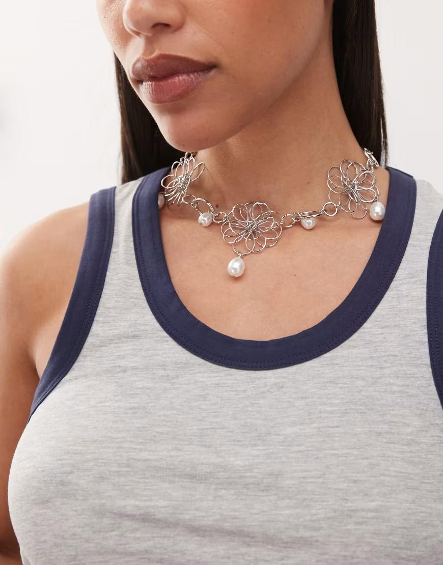 SREBRNY NASZYJNIK TYPU CHOKER