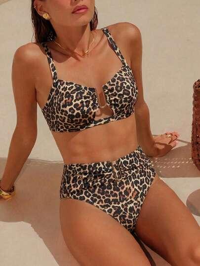 dwuczęściowy strój kąpielowy animal print 