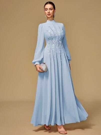 niebieska maxi sukienka