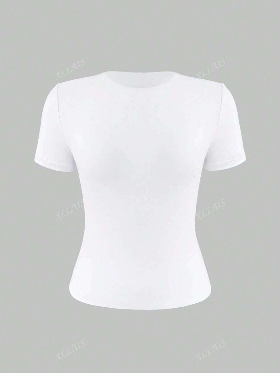 BIAŁY T-SHIRT OKRĄGŁY DEKOLT