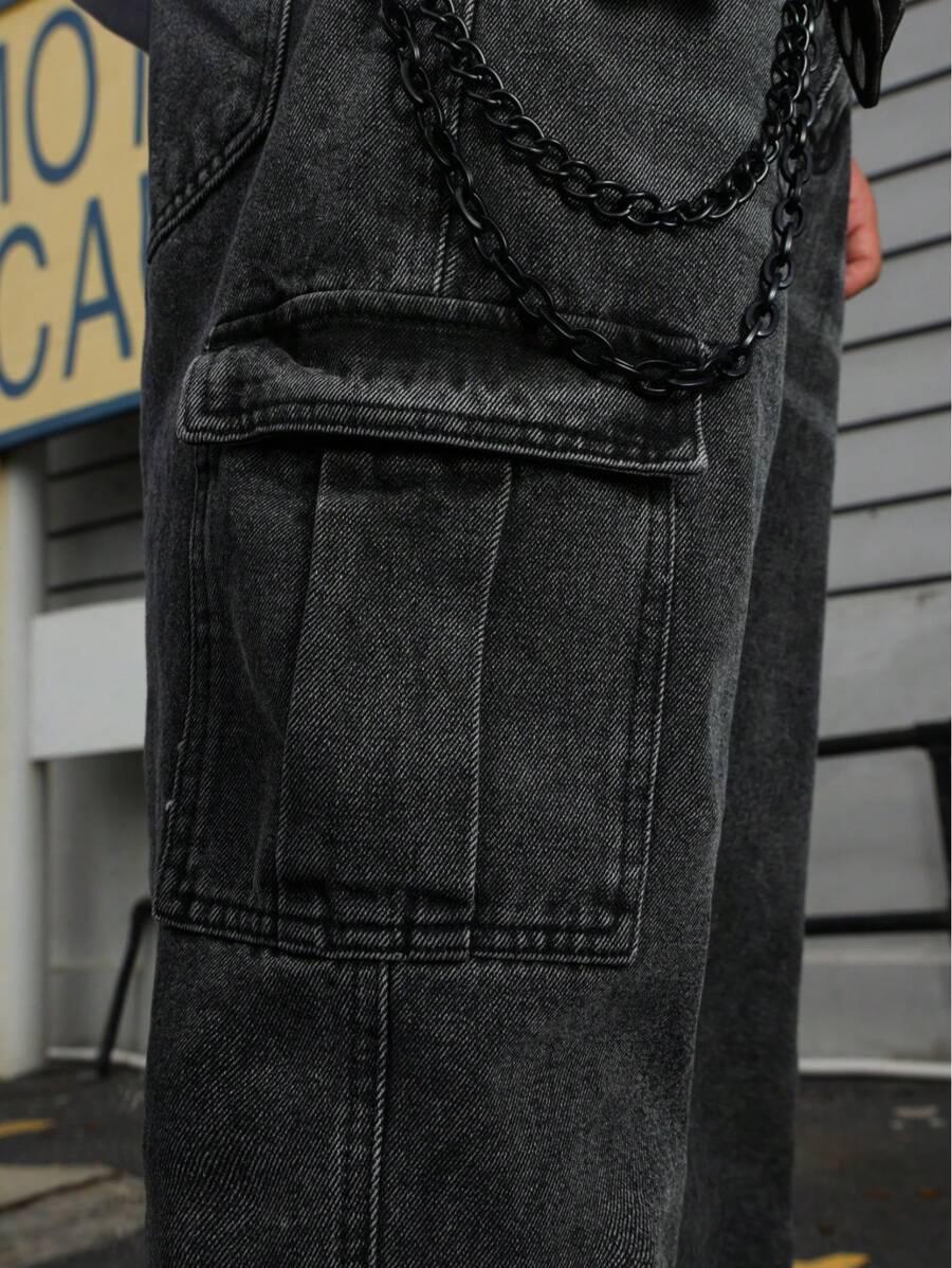 czarne spodnie jeans kieszenie 