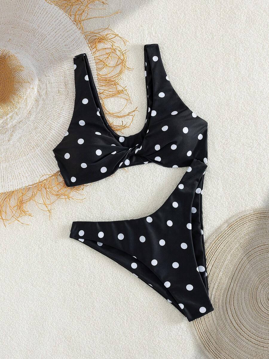 DWUCZĘŚCIOWY KOMPLET BIKINI W GROSZKI