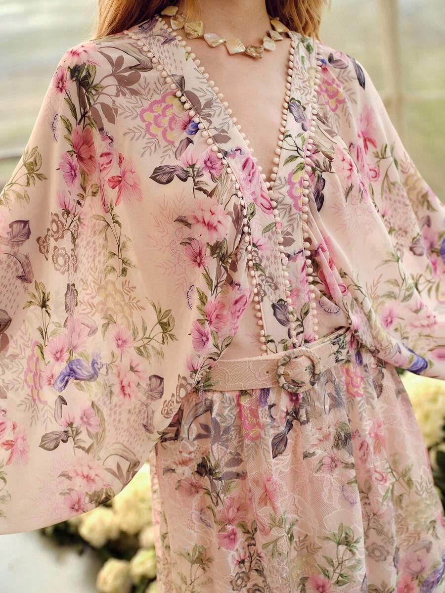 bluza guziki kwiaty