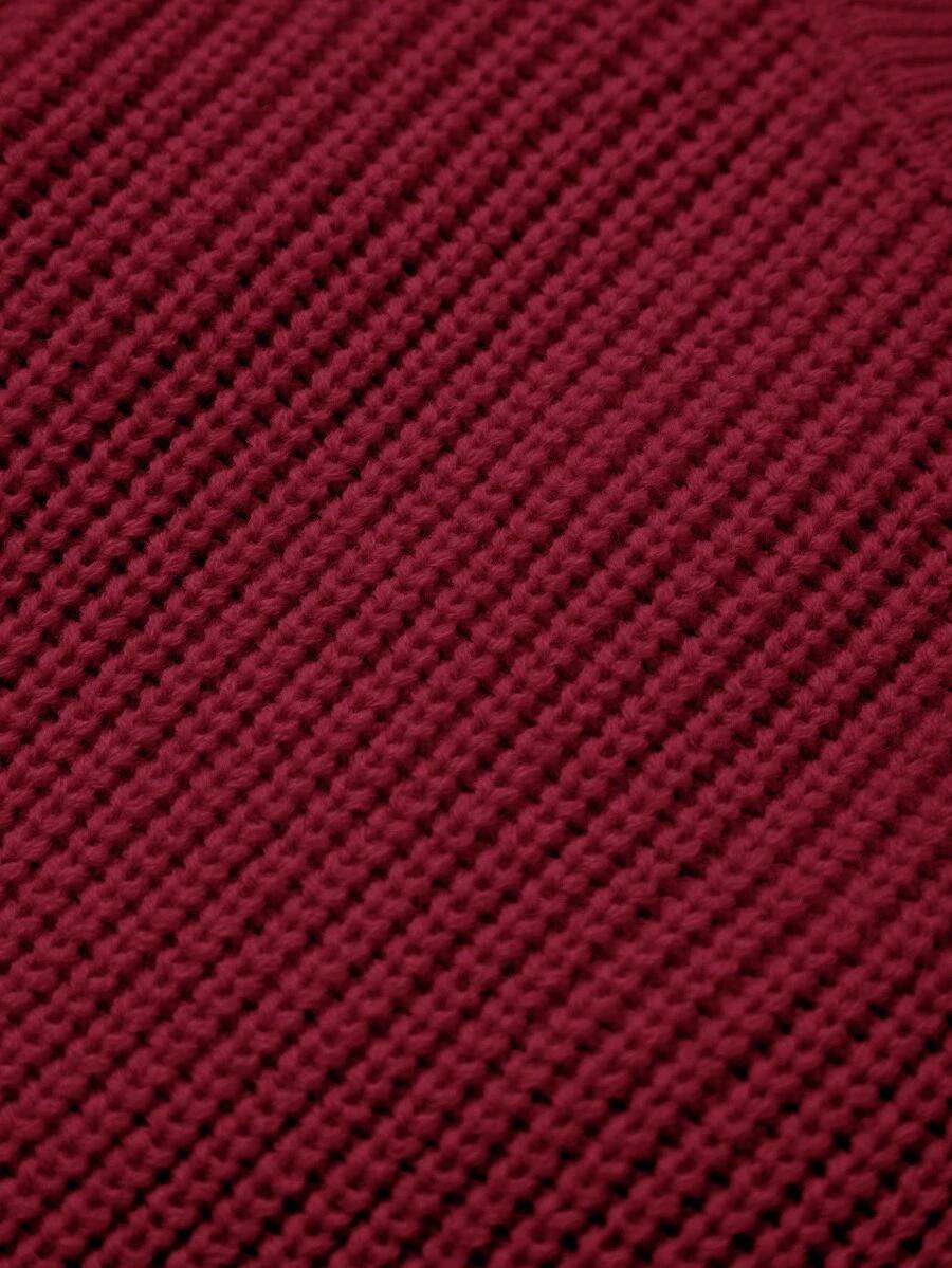 bordowy sweter okrągły dekolt