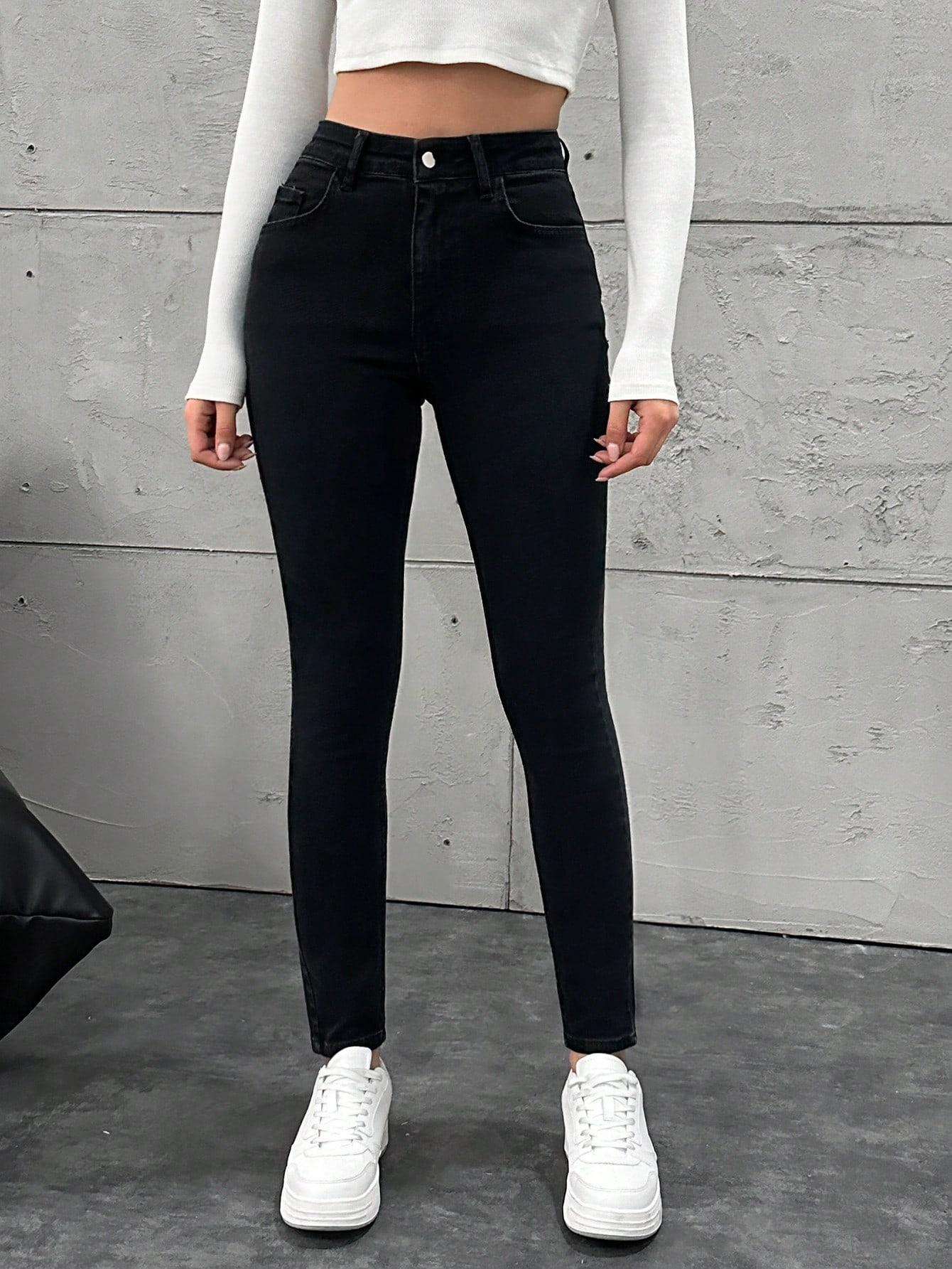 CZARNE SPODNIE JEANS 