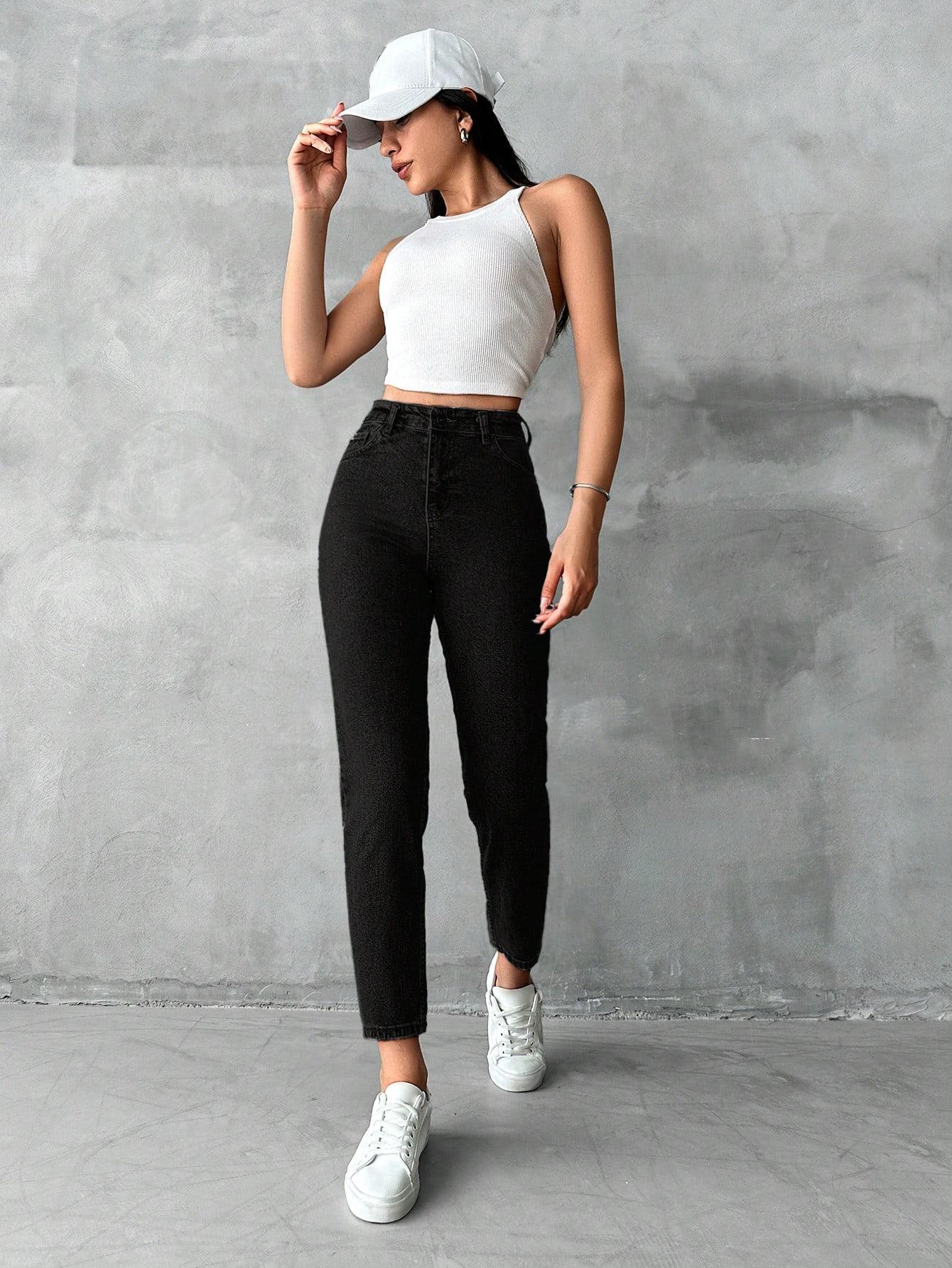 CZARNE SPODNIE JEANS