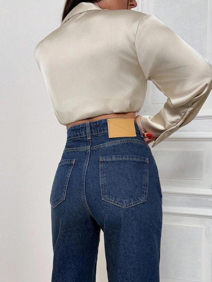 GRANATOWE SPODNIE JEANS 