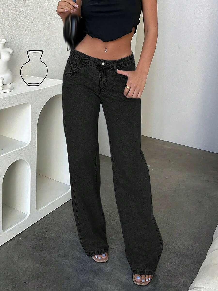 czarne spodnie jeansy