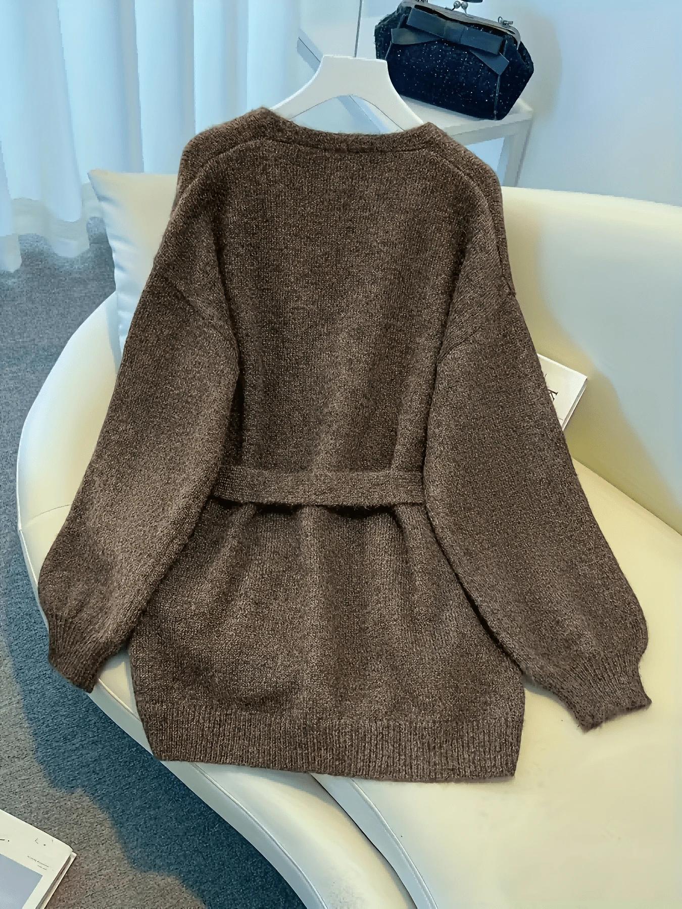 BRĄZOWY SWETER KARDIGAN 