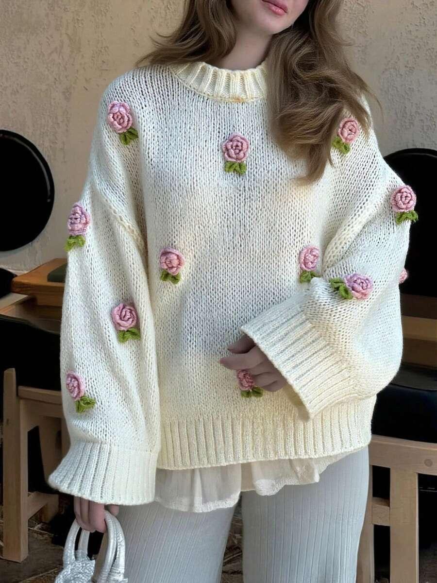 SWETER OVERSIZE KWIATY