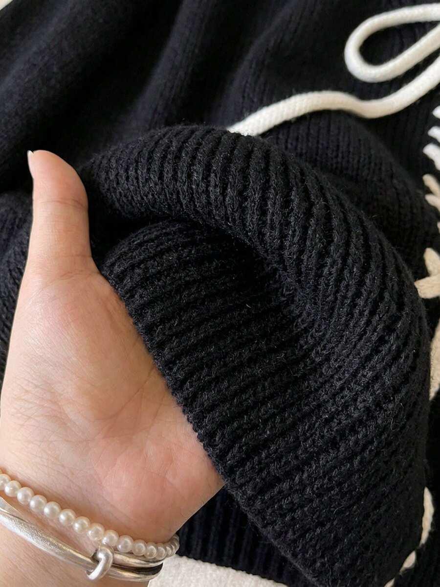 CZARNY SWETER WIĄZANIE 