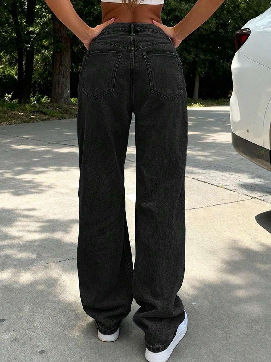 CZARNE SPODNIE JEANS