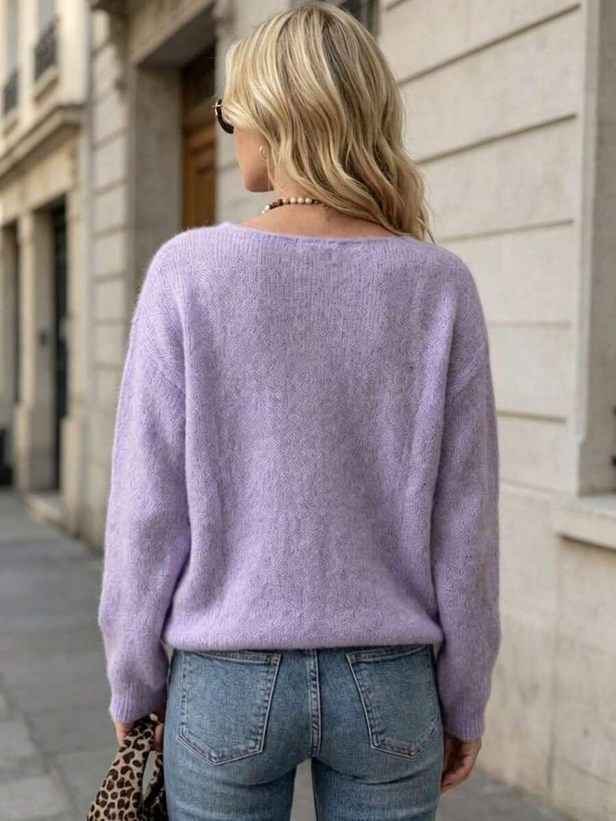 fioletowy sweter casual