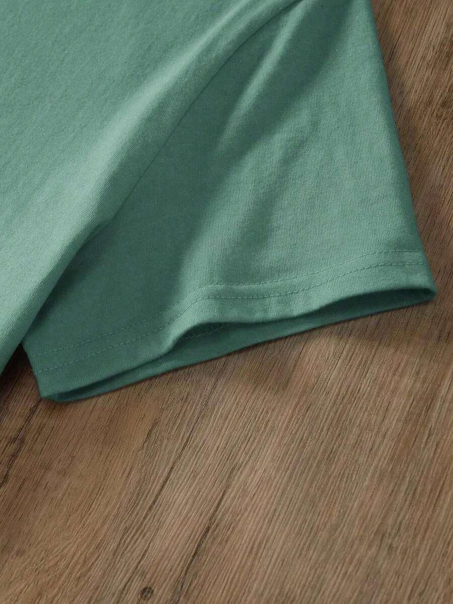 ZIELONY T-SHIRT OKRĄGŁY DEKOLT
