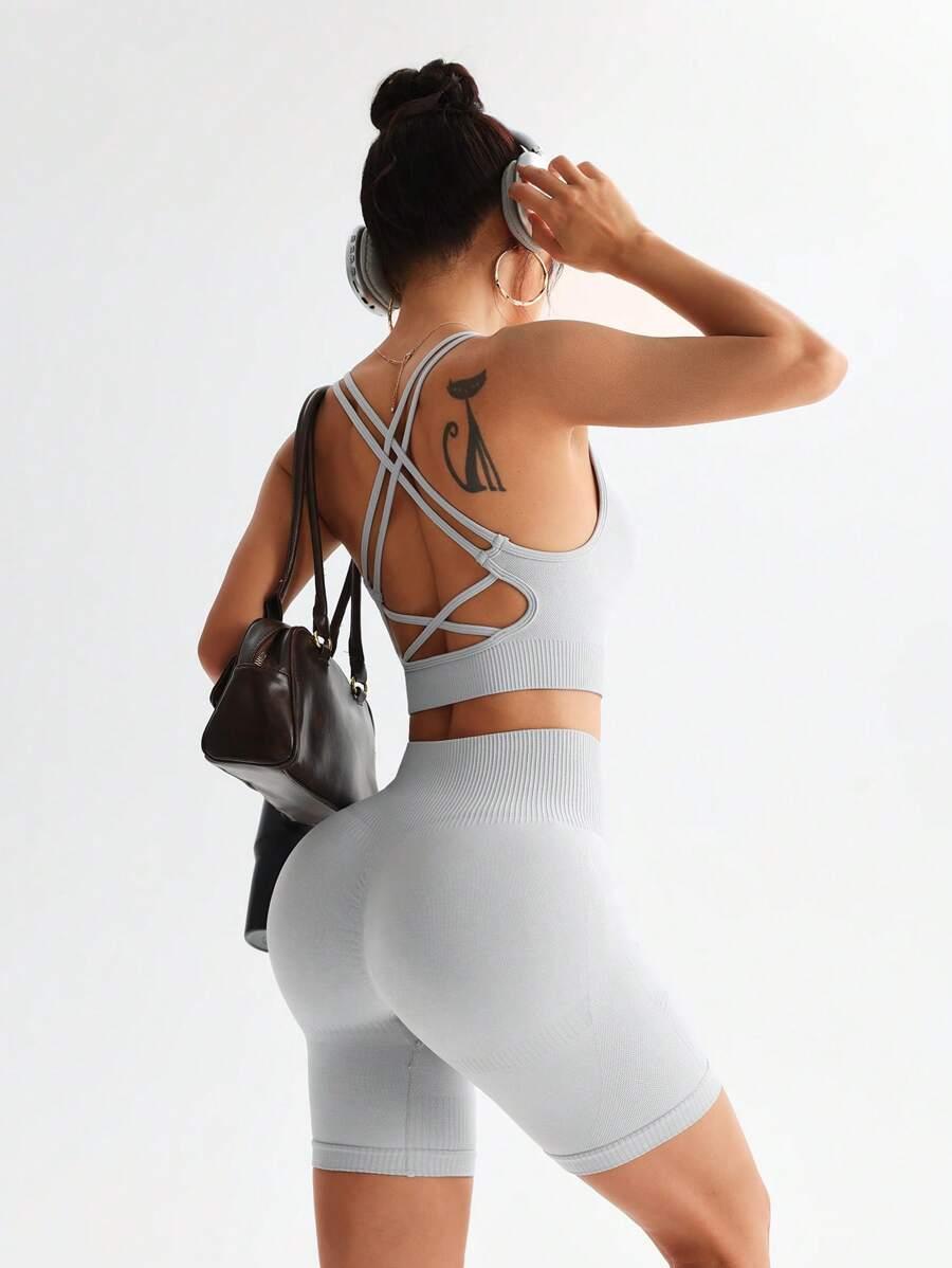 sportowy crop top biustonosz CROSS-BACK