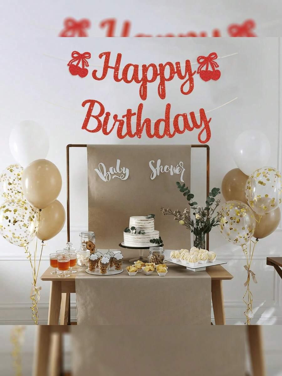 czerwony napis baner Happy Birthday