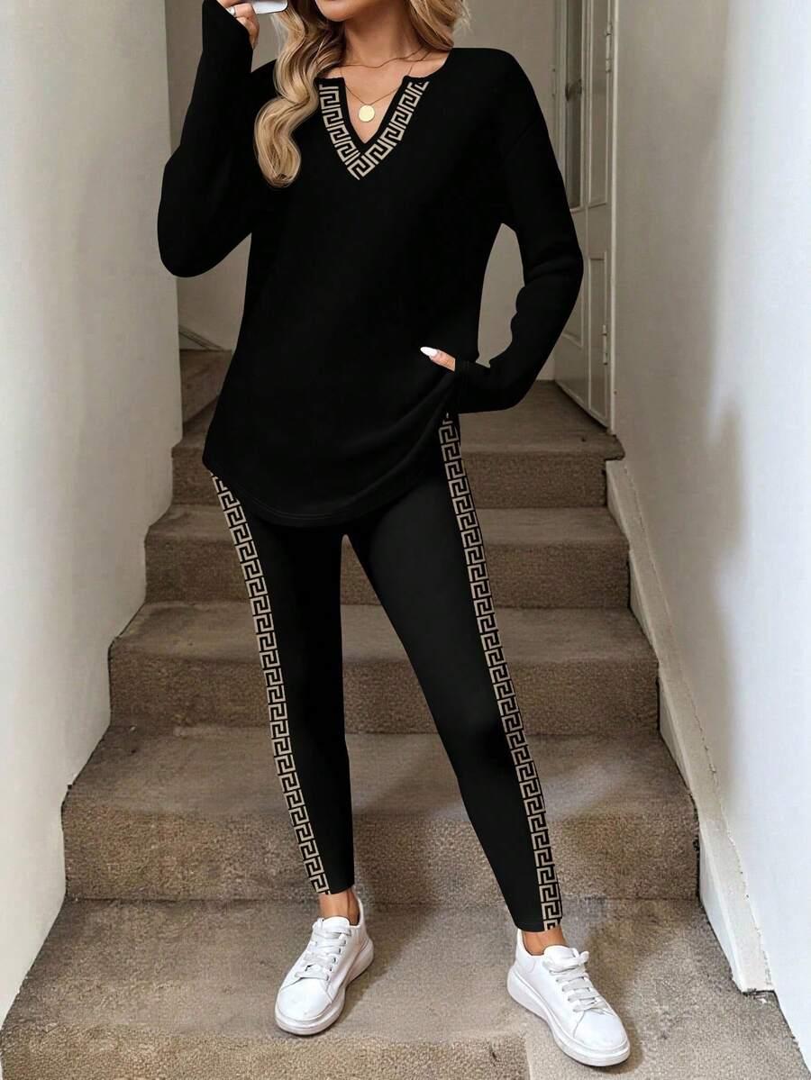 legginsy bluzka komplet print