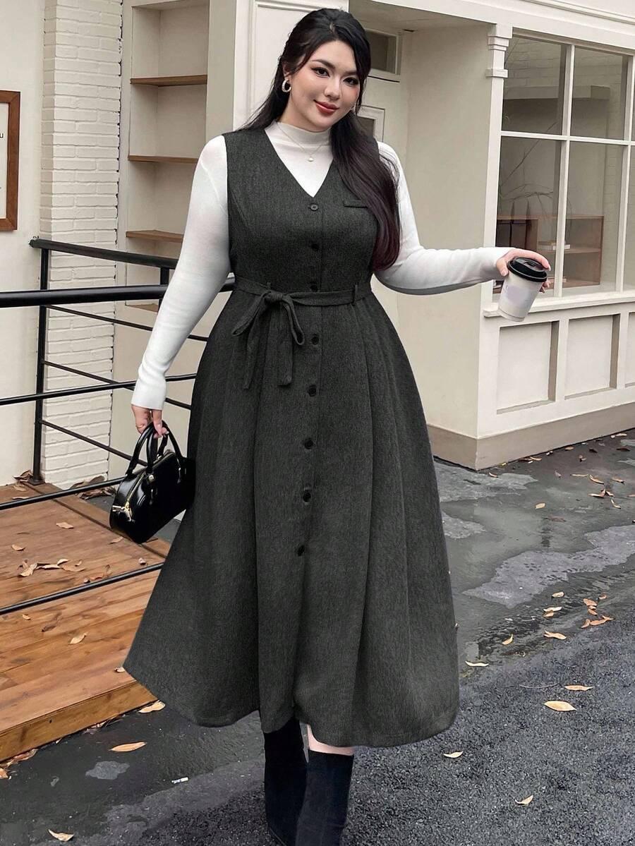 szara sukienka dekolt v