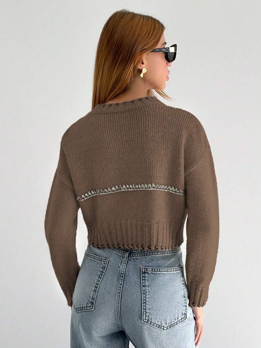 brązowy dzianinowy sweter 