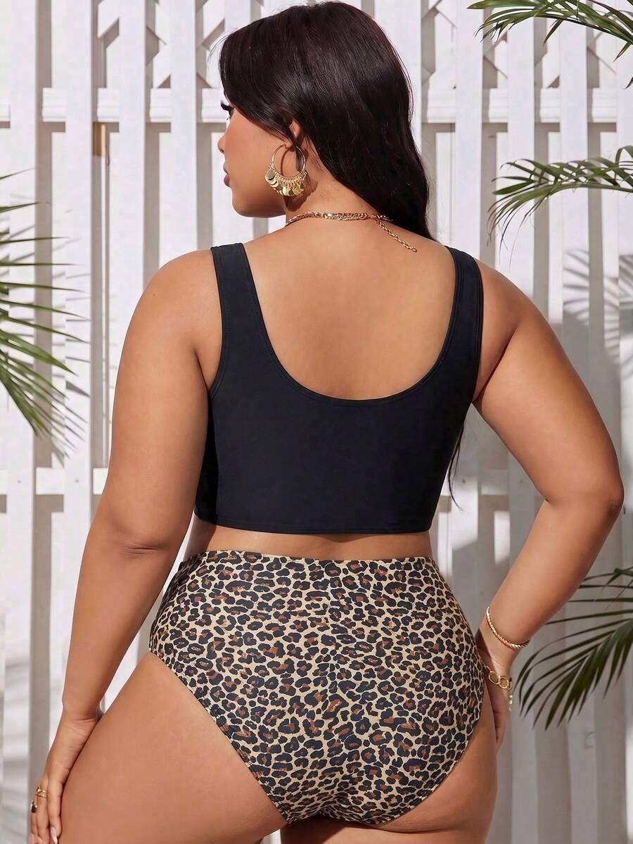 dwuczęściowy strój kąpielowy animal print