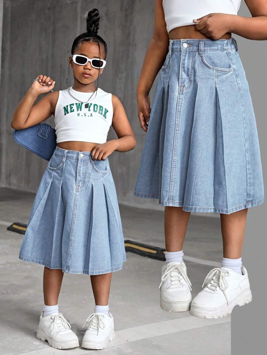 niebieska spódnica jeans 