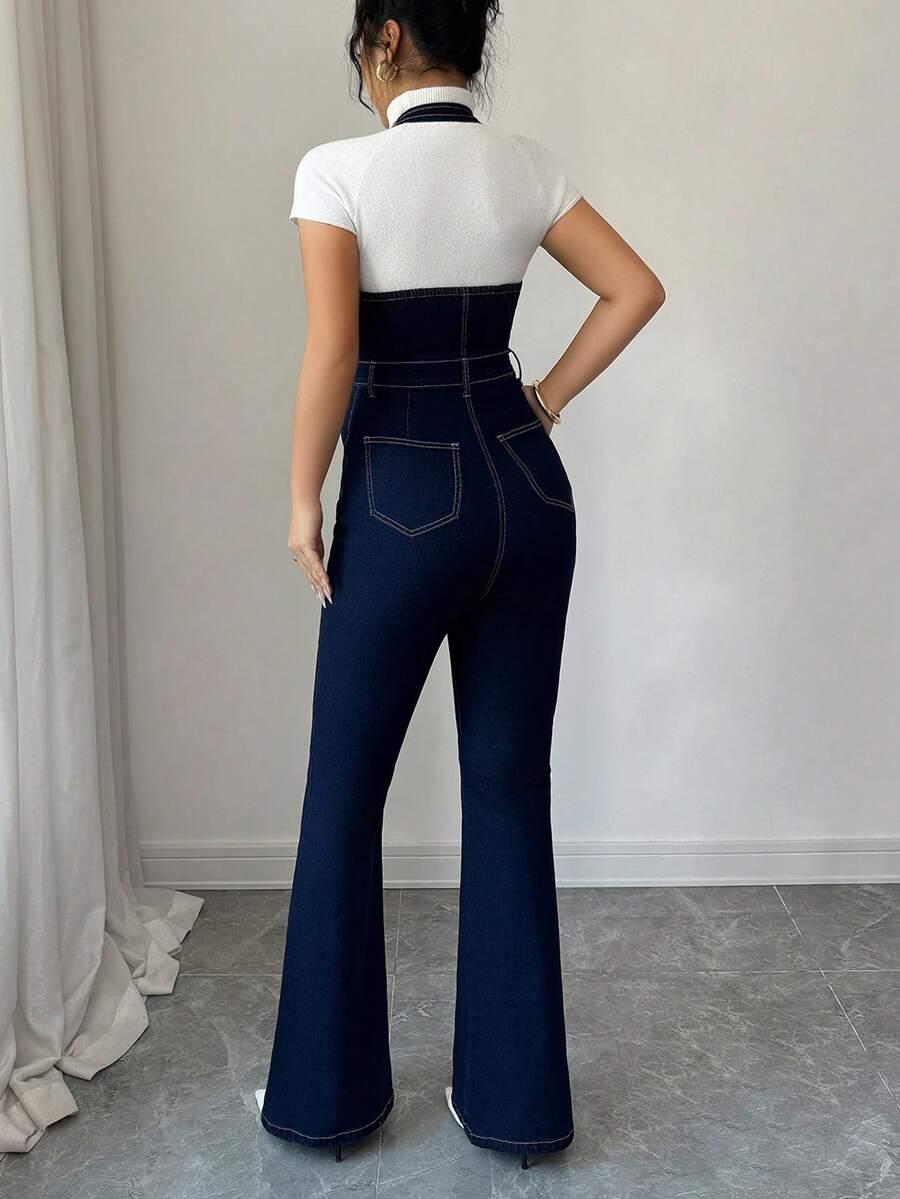 GRANATOWY KOMBINEZON jeans