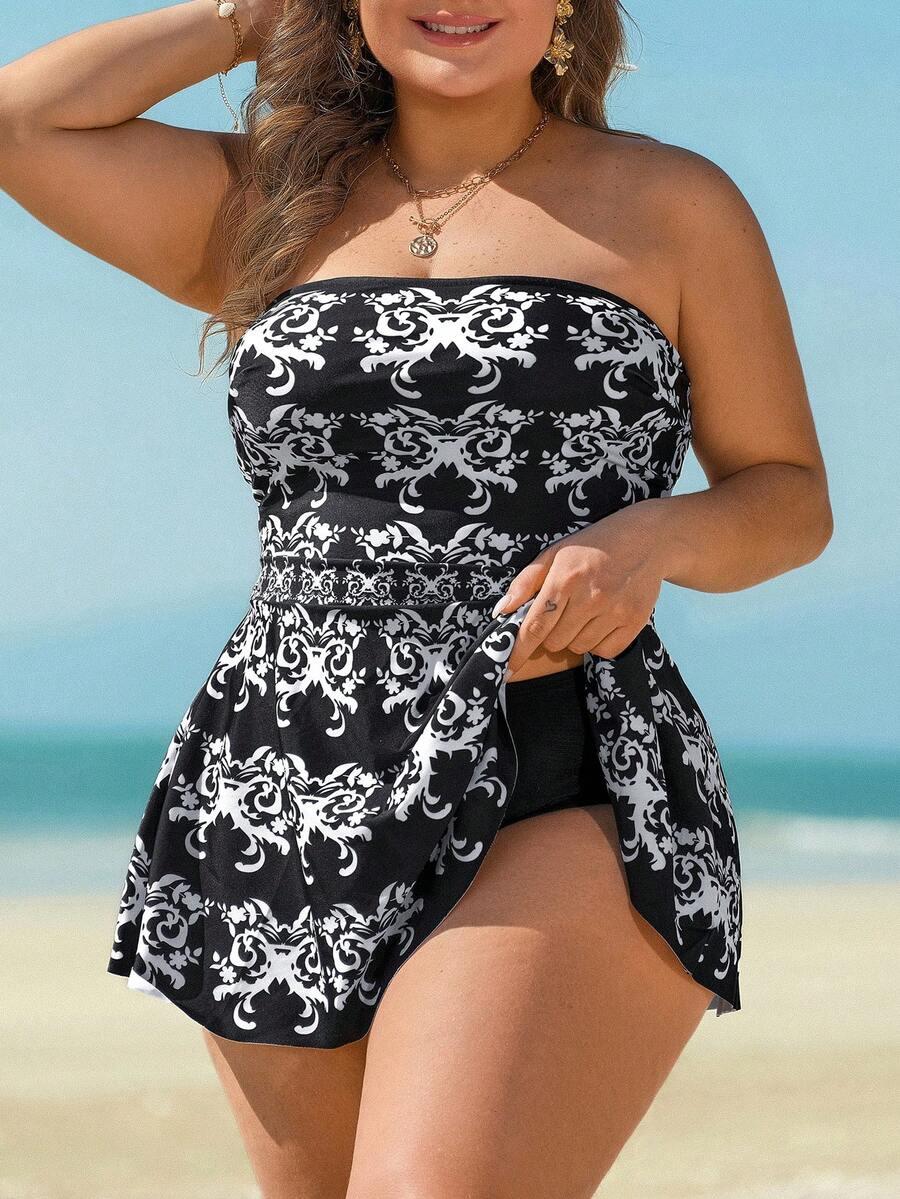 KOMPLET TANKINI Z WZOREM