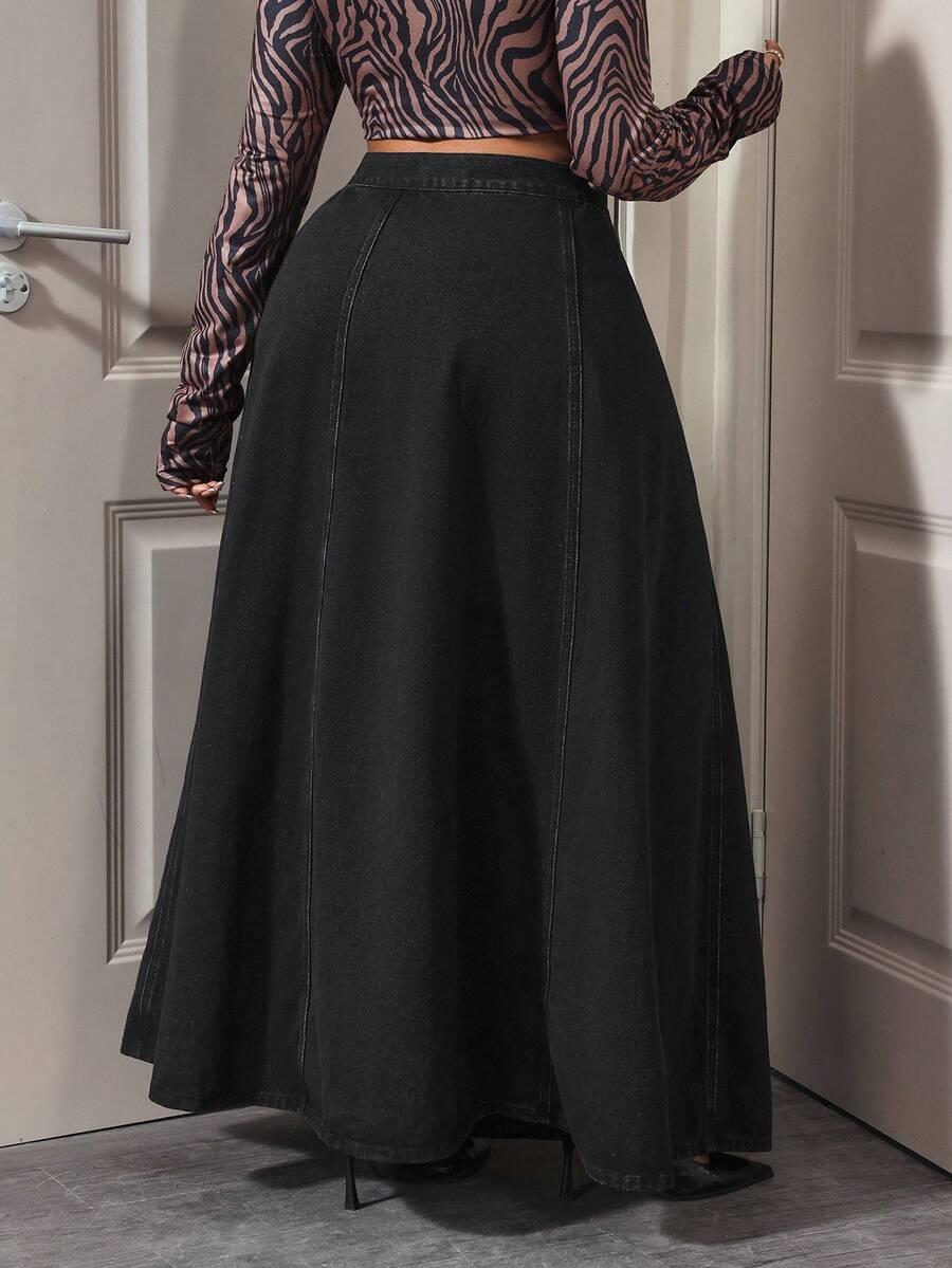 czarna jeansowa spódnica 