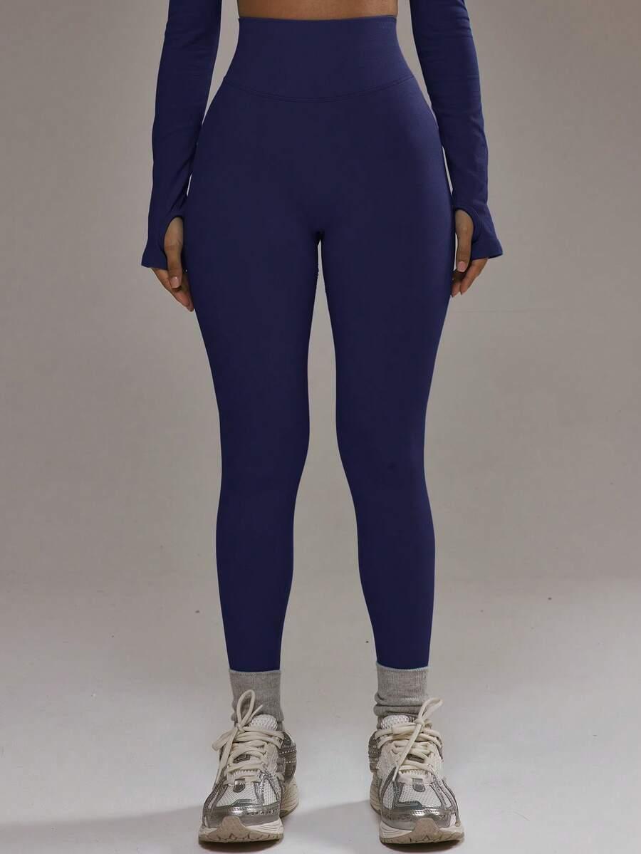 GRANATOWE LEGGINSY WYSOKI STAN