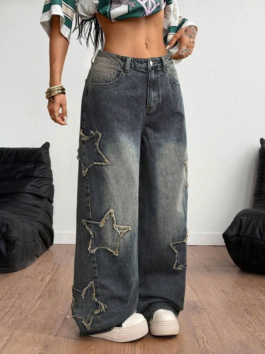 spodnie jeans szerokie nogawki